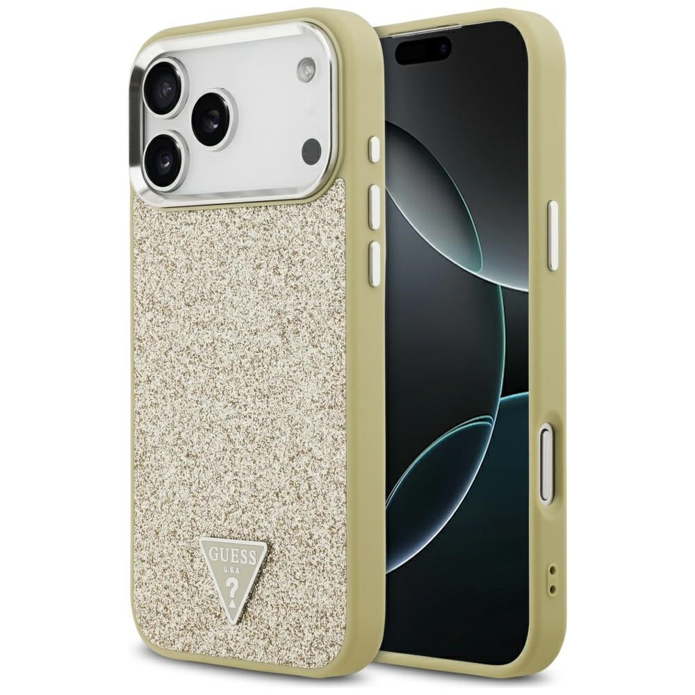 MagSafe-skal för Apple iPhone 17 Pro Max, Guess, Glitter Triangle Logo, Guld