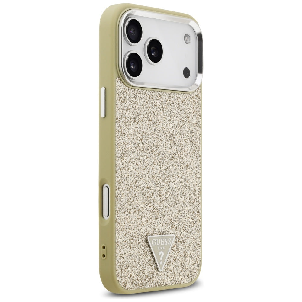 MagSafe-skal för Apple iPhone 17 Pro Max, Guess, Glitter Triangle Logo, Guld