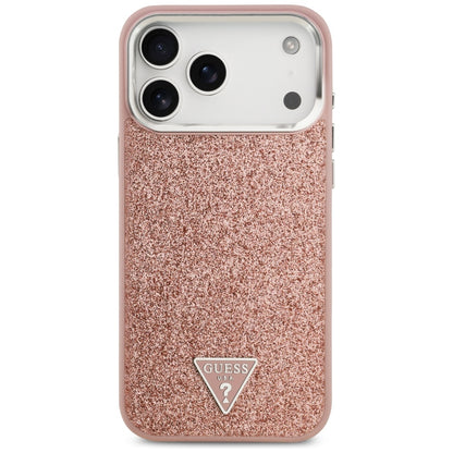 MagSafe-skal för Apple iPhone 17 Pro Max, Guess, Glitter Triangle Logo, Rosa
