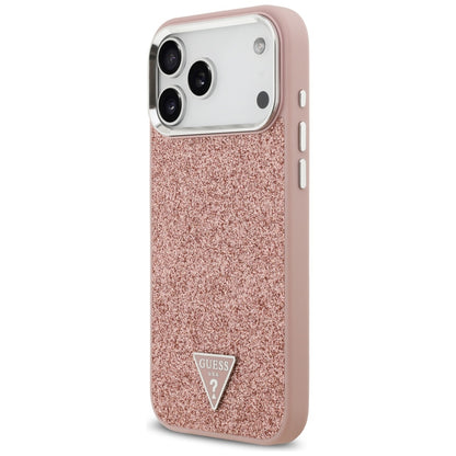 MagSafe-skal för Apple iPhone 17 Pro Max, Guess, Glitter Triangle Logo, Rosa
