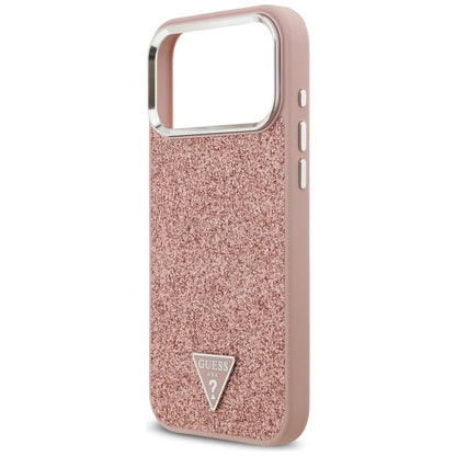 MagSafe-skal för Apple iPhone 17 Pro Max, Guess, Glitter Triangle Logo, Rosa