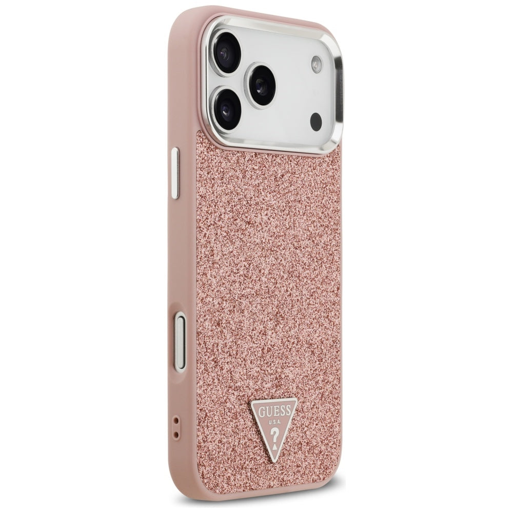 MagSafe-skal för Apple iPhone 17 Pro Max, Guess, Glitter Triangle Logo, Rosa
