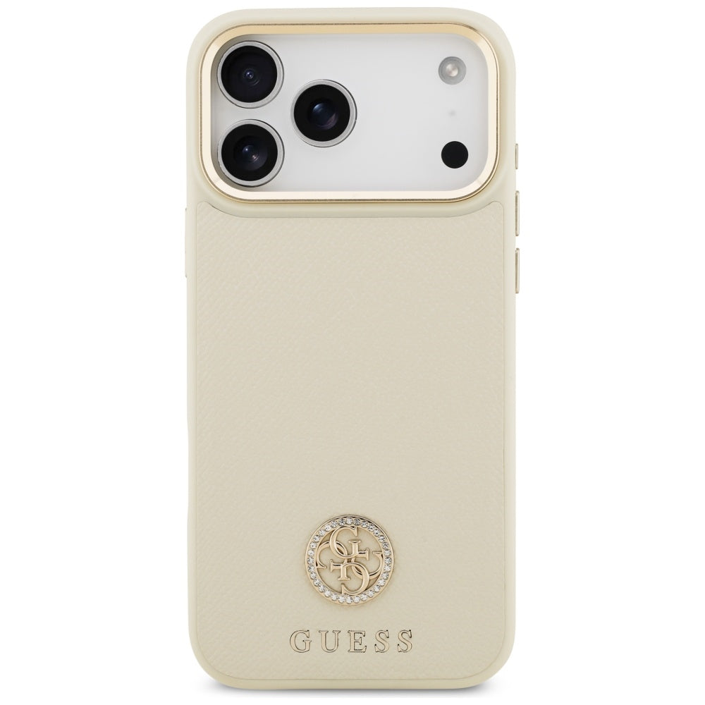 MagSafe Case for Apple iPhone 17 Pro Max, Guess, Grained Strass Logo, Beige