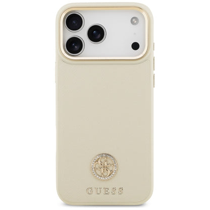 MagSafe Case for Apple iPhone 17 Pro Max, Guess, Grained Strass Logo, Beige
