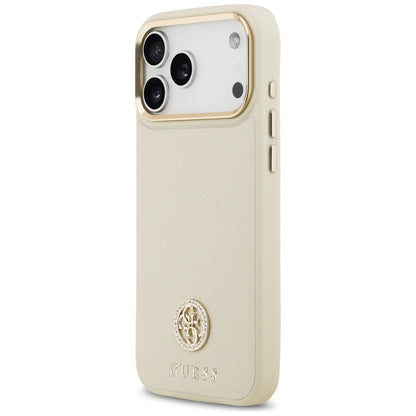 MagSafe Case for Apple iPhone 17 Pro Max, Guess, Grained Strass Logo, Beige