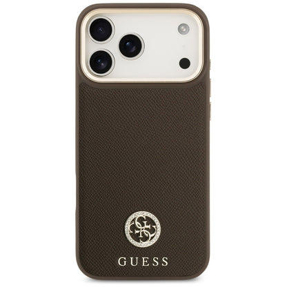 MagSafe-skal för Apple iPhone 17 Pro Max, Guess, Grained Strass Logo, Brun