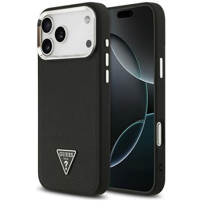MagSafe Case for Apple iPhone 17 Pro Max, Guess, Grained Triangle Logo, Black