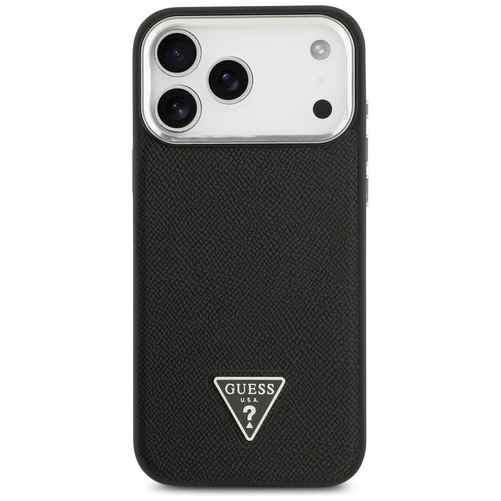 MagSafe Case for Apple iPhone 17 Pro Max, Guess, Grained Triangle Logo, Black