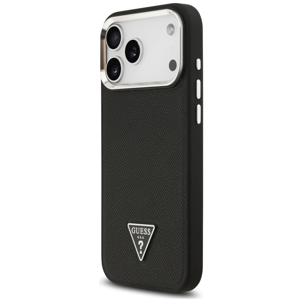 MagSafe Case for Apple iPhone 17 Pro Max, Guess, Grained Triangle Logo, Black