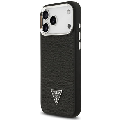 MagSafe Case for Apple iPhone 17 Pro Max, Guess, Grained Triangle Logo, Black