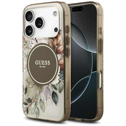 MagSafe-skal för Apple iPhone 17 Pro Max, Guess, IML Flower & Tonal Circle, Brun