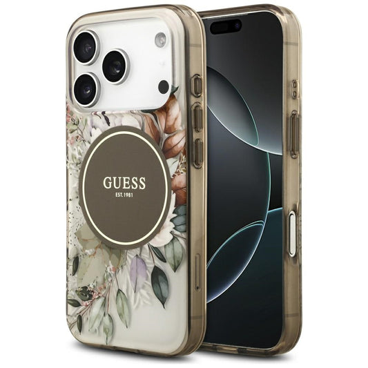 MagSafe-skal för Apple iPhone 17 Pro Max, Guess, IML Flower & Tonal Circle, Brun