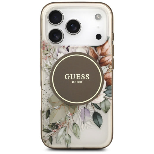 MagSafe-skal för Apple iPhone 17 Pro Max, Guess, IML Flower & Tonal Circle, Brun