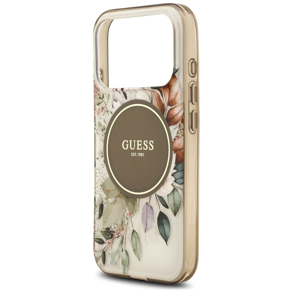 MagSafe-skal för Apple iPhone 17 Pro Max, Guess, IML Flower & Tonal Circle, Brun