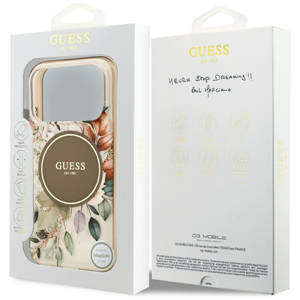 MagSafe-skal för Apple iPhone 17 Pro Max, Guess, IML Flower & Tonal Circle, Brun