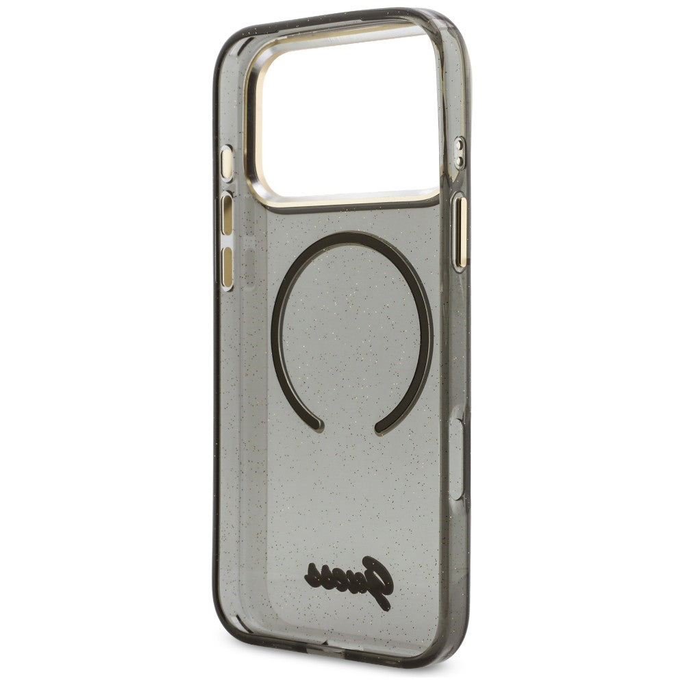 MagSafe-fodral för Apple iPhone 17 Pro Max, Guess, IML Glitter Script Strap, Svart