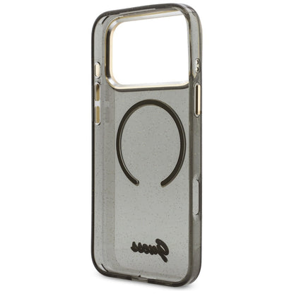 MagSafe-fodral för Apple iPhone 17 Pro Max, Guess, IML Glitter Script Strap, Svart