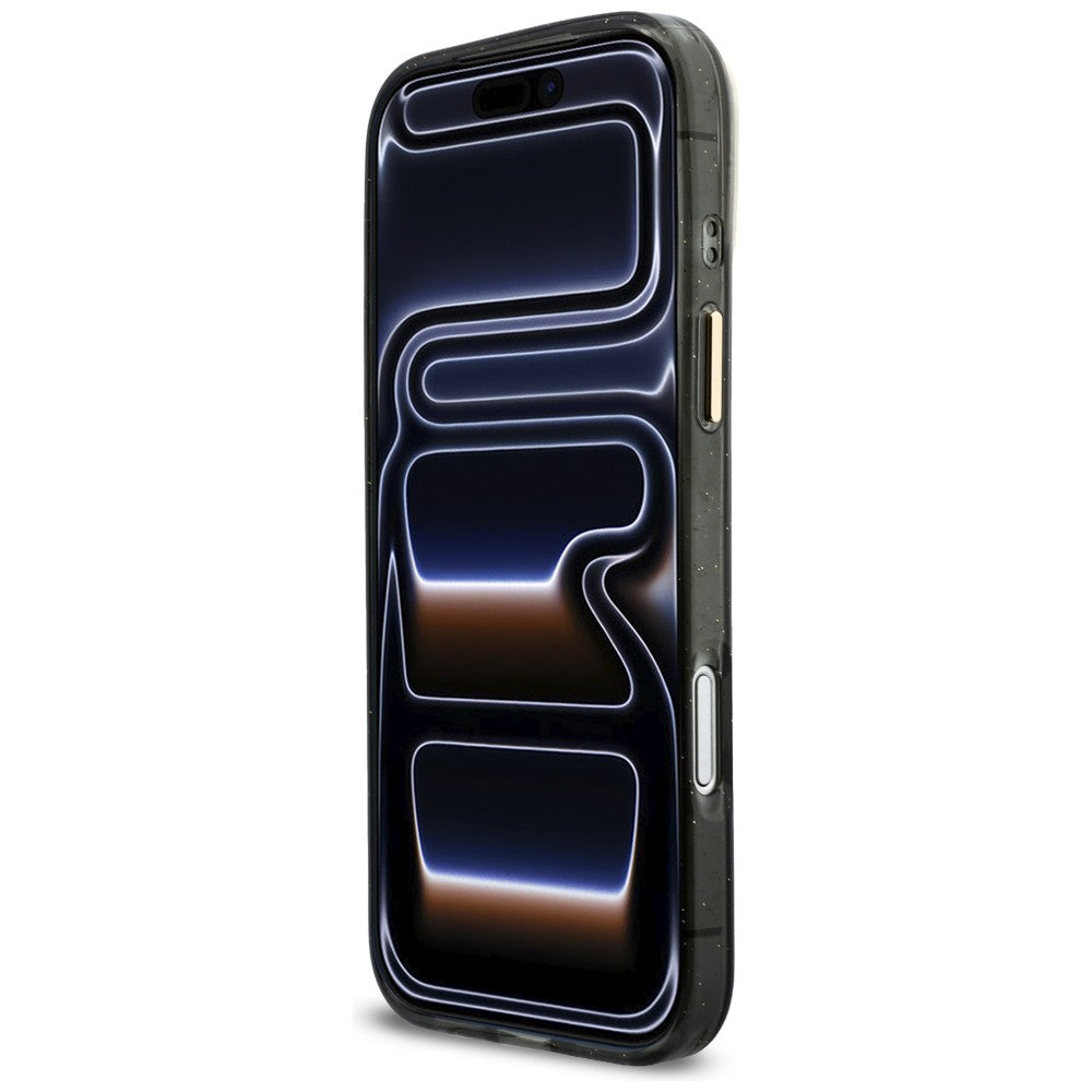 MagSafe-fodral för Apple iPhone 17 Pro Max, Guess, IML Glitter Script Strap, Svart