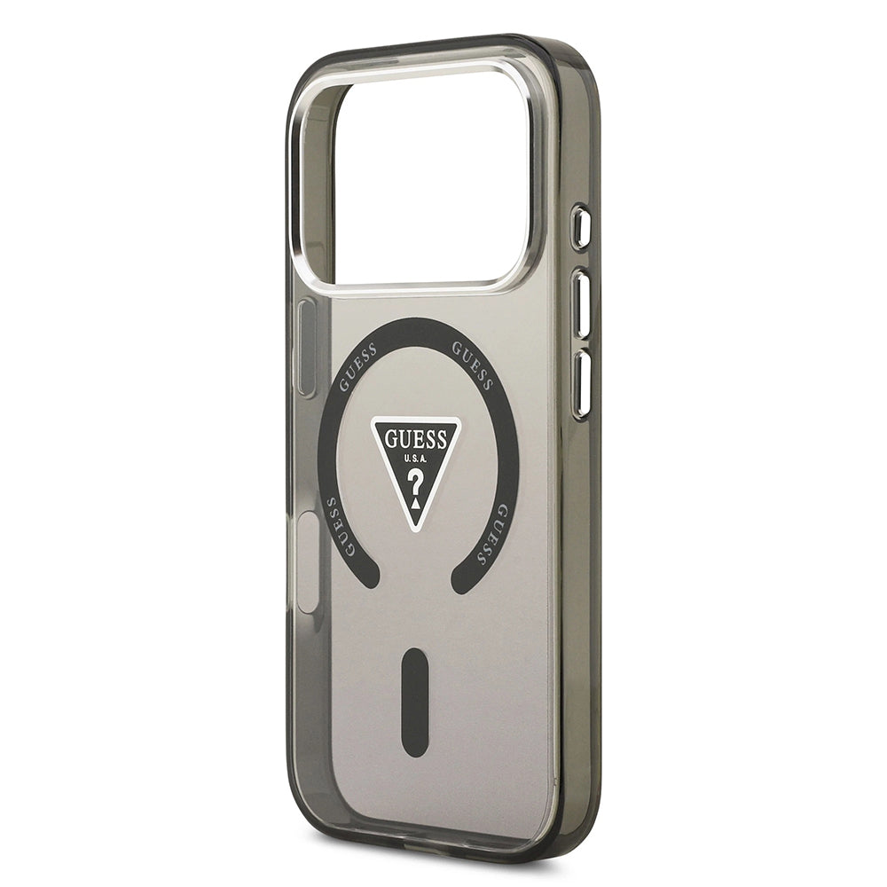 MagSafe-fodral för Apple iPhone 17 Pro Max, Guess, IML Gradient Triangle Logo, Svart Silver