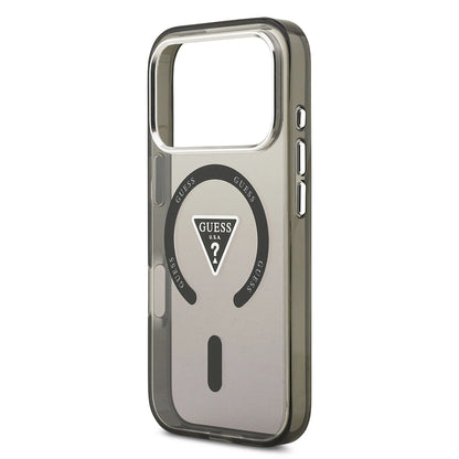MagSafe-fodral för Apple iPhone 17 Pro Max, Guess, IML Gradient Triangle Logo, Svart Silver