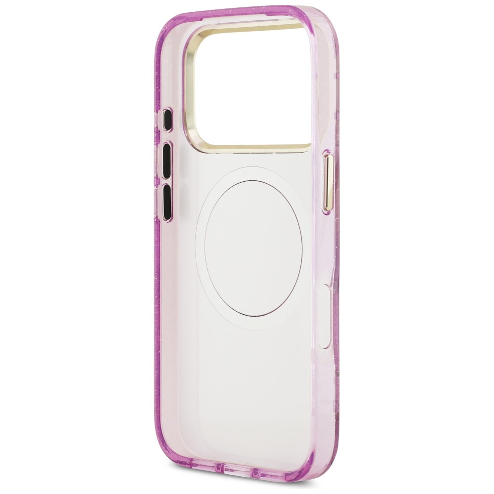 MagSafe-skal för Apple iPhone 17 Pro Max, Guess, IML Metal Glitter Flowers Triangle, Lila