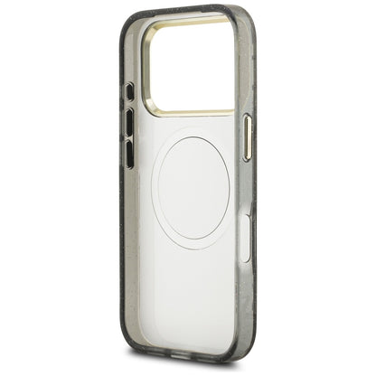 MagSafe-fodral för Apple iPhone 17 Pro Max, Guess, IML Metal Glitter Flowers Triangle, Svart