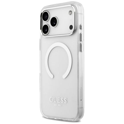 MagSafe Case for Apple iPhone 17 Pro Max, Guess, Metal Outline, Silver