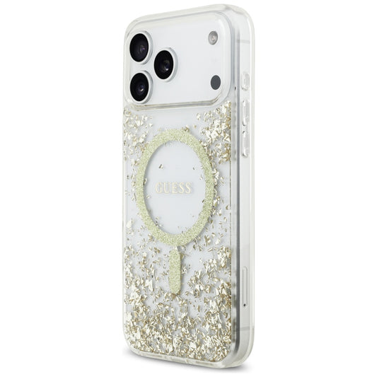 MagSafe-skal för Apple iPhone 17 Pro Max, Guess, Resin Bottom Glitter, Guld