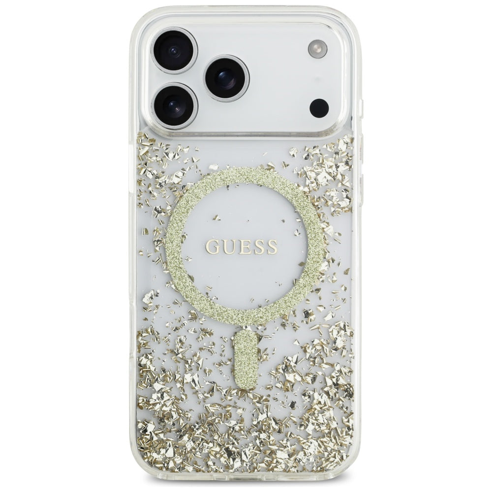 MagSafe-skal för Apple iPhone 17 Pro Max, Guess, Resin Bottom Glitter, Guld