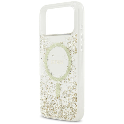MagSafe-skal för Apple iPhone 17 Pro Max, Guess, Resin Bottom Glitter, Guld
