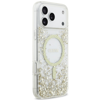 MagSafe-skal för Apple iPhone 17 Pro Max, Guess, Resin Bottom Glitter, Guld