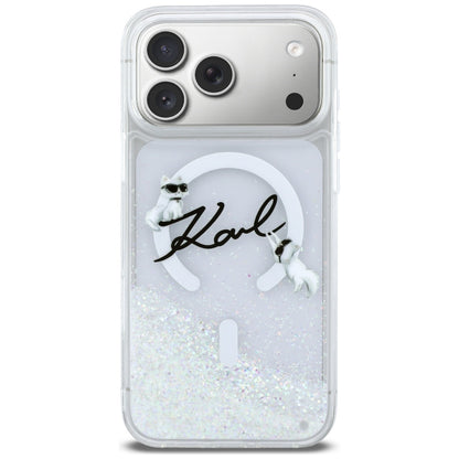 MagSafe-skal för Apple iPhone 17 Pro Max, Karl Lagerfeld, Glitter Karl Script Logo, Transparent