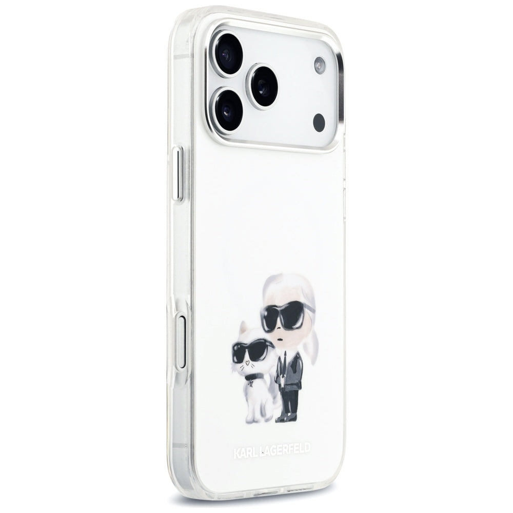 MagSafe-skal för Apple iPhone 17 Pro Max, Karl Lagerfeld, IML Aquarelle Logo Karl & Choupette, Vit