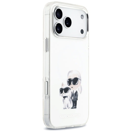 MagSafe-skal för Apple iPhone 17 Pro Max, Karl Lagerfeld, IML Aquarelle Logo Karl & Choupette, Vit