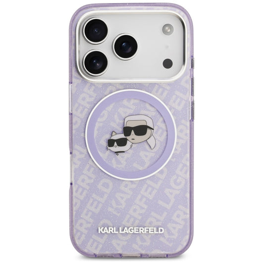 MagSafe-skal för Apple iPhone 17 Pro Max, Karl Lagerfeld, IML Glitter Karl & Choupette's Heads, Lila