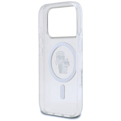MagSafe-skal för Apple iPhone 17 Pro Max, Karl Lagerfeld, IML Glitter Karl & Choupette, Transparent