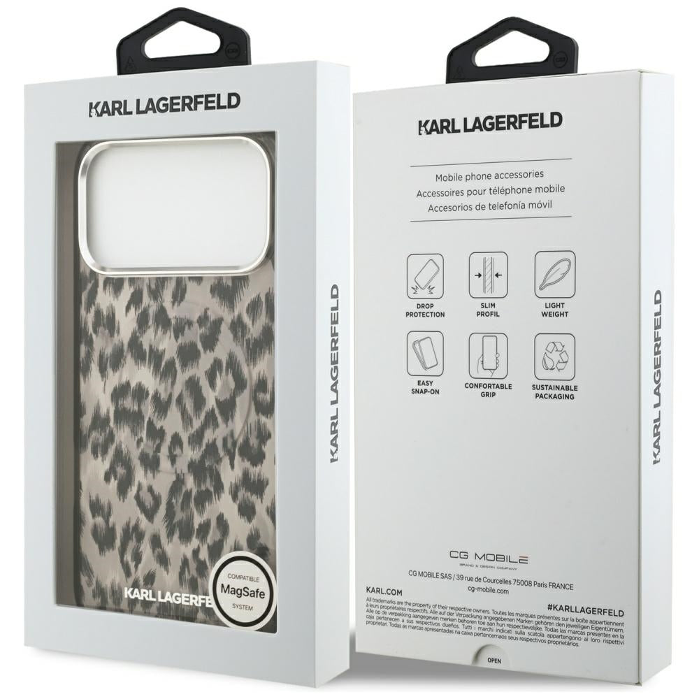 MagSafe-skal för Apple iPhone 17 Pro Max, Karl Lagerfeld, IML Leopardmönster, Brun