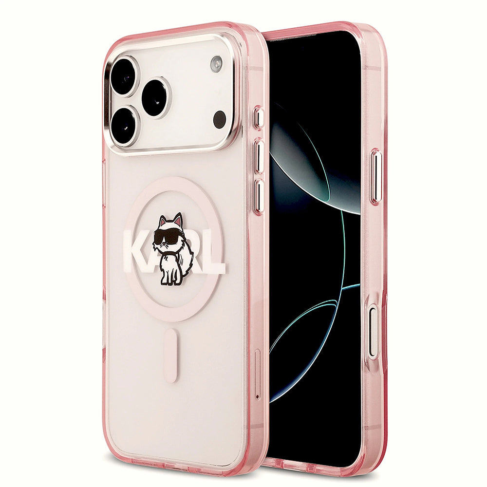MagSafe-skal för Apple iPhone 17 Pro Max, Karl Lagerfeld, IML Sketch Logo Choupette, Rosa