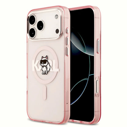 MagSafe-skal för Apple iPhone 17 Pro Max, Karl Lagerfeld, IML Sketch Logo Choupette, Rosa
