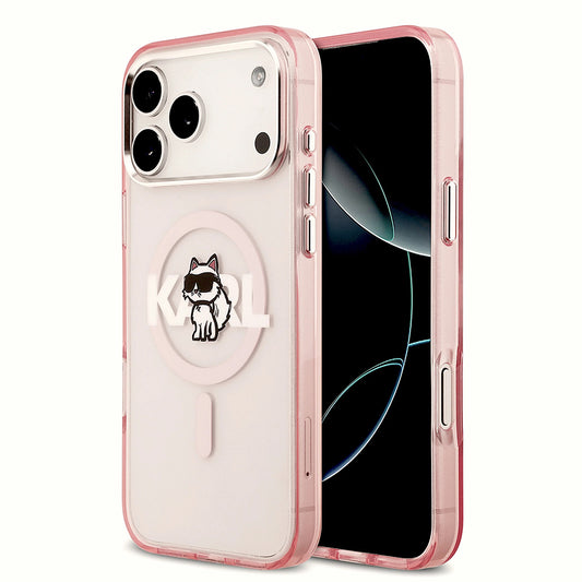 MagSafe-skal för Apple iPhone 17 Pro Max, Karl Lagerfeld, IML Sketch Logo Choupette, Rosa