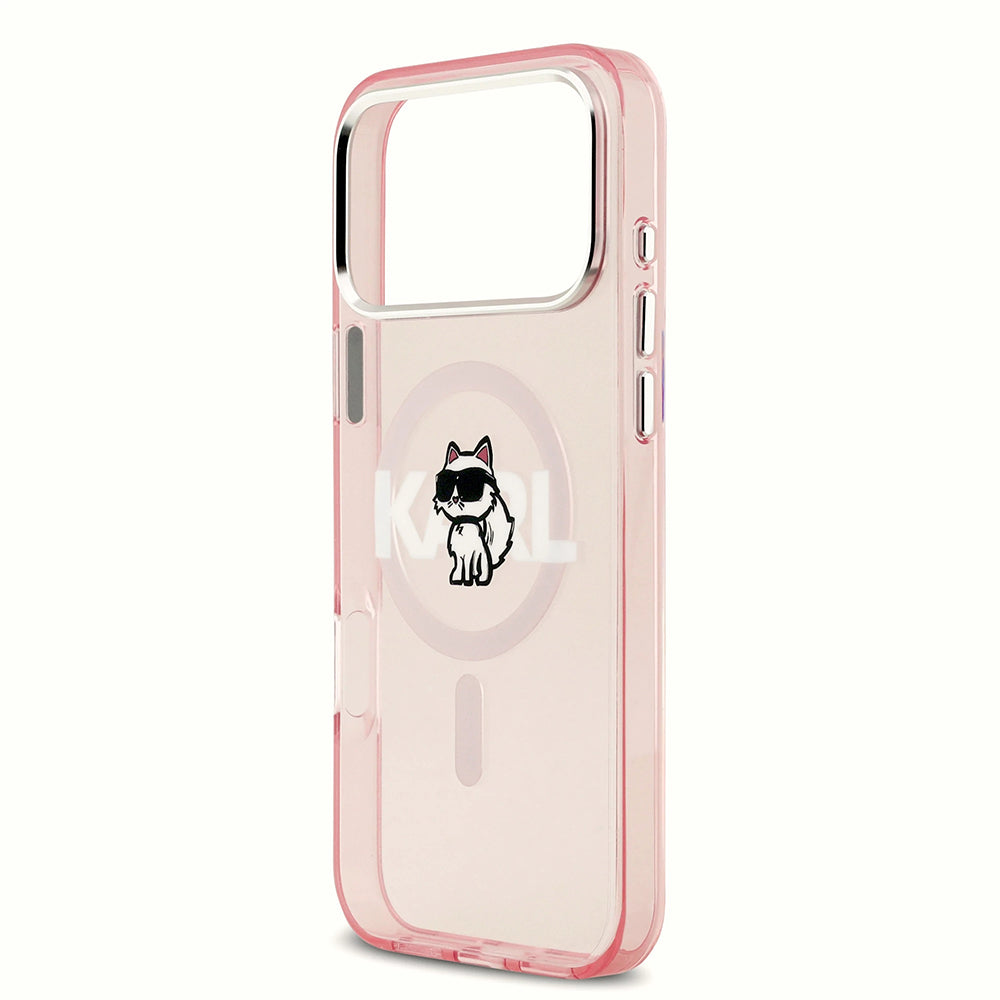 MagSafe-skal för Apple iPhone 17 Pro Max, Karl Lagerfeld, IML Sketch Logo Choupette, Rosa