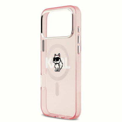 MagSafe-skal för Apple iPhone 17 Pro Max, Karl Lagerfeld, IML Sketch Logo Choupette, Rosa