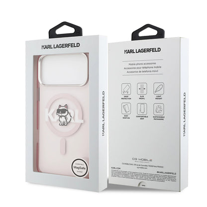 MagSafe-skal för Apple iPhone 17 Pro Max, Karl Lagerfeld, IML Sketch Logo Choupette, Rosa