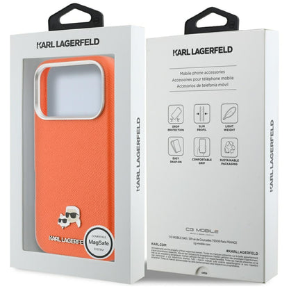 MagSafe-skal för Apple iPhone 17 Pro Max, Karl Lagerfeld, Karl & Choupette Head's Pin, Orange
