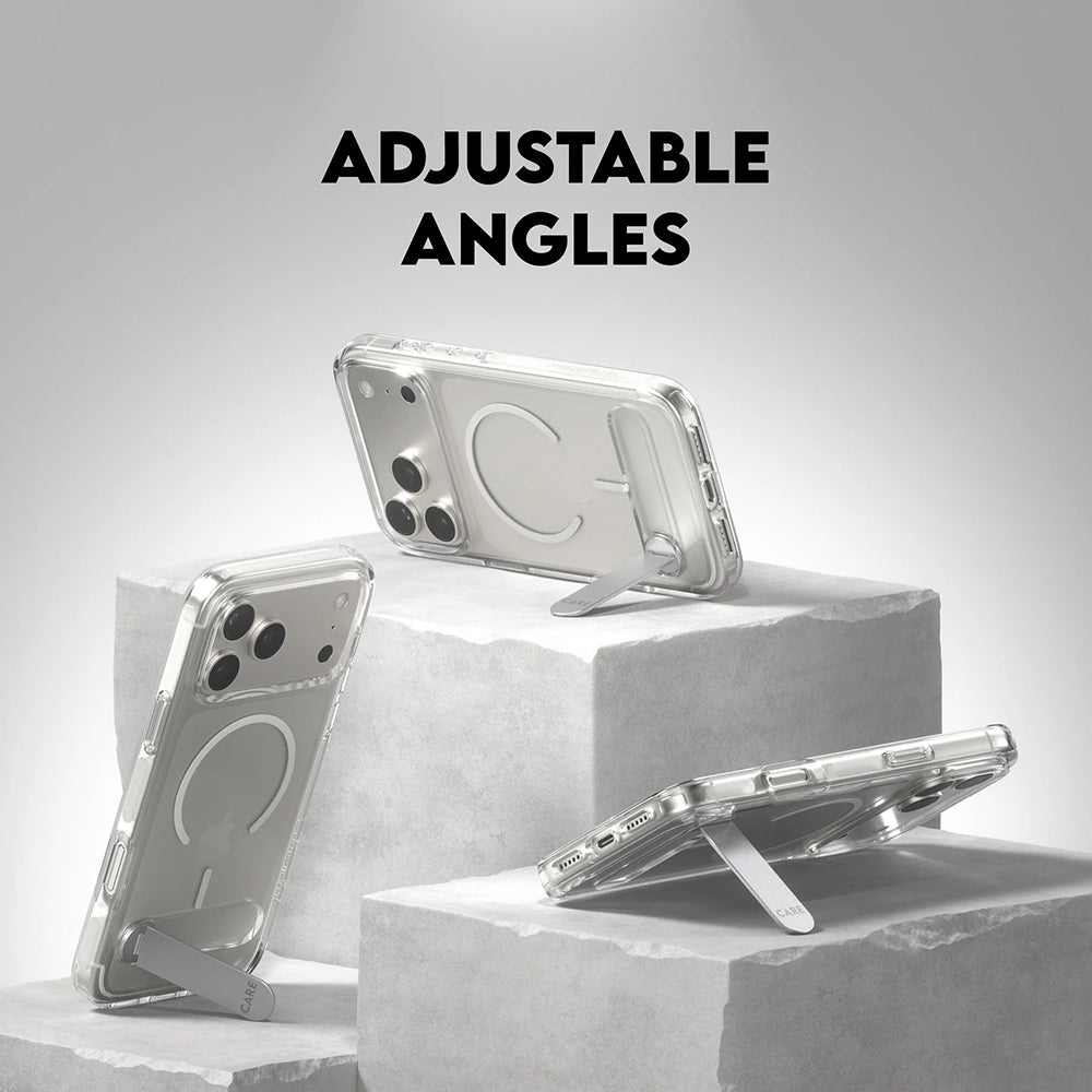 MagSafe-skal för Apple iPhone 17 Pro Max, PanzerGlass, Care Feature Kickstand, Transparent Vit