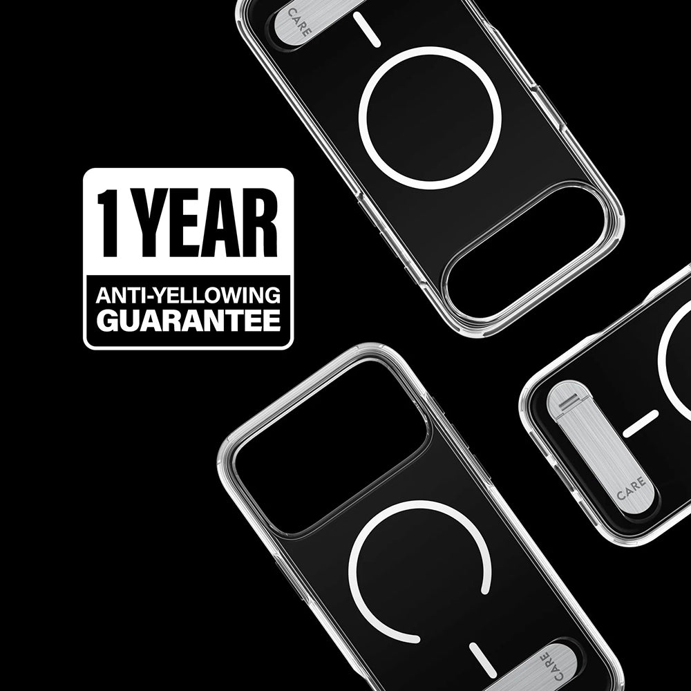 MagSafe-skal för Apple iPhone 17 Pro Max, PanzerGlass, Care Feature Kickstand, Transparent Vit