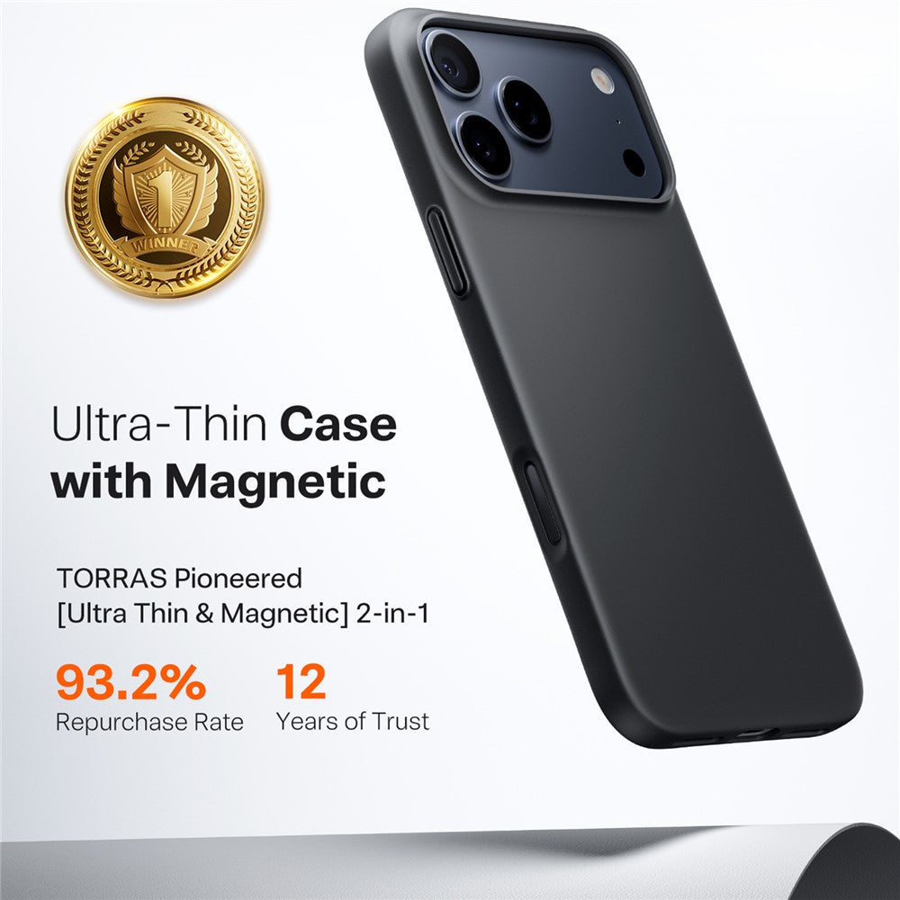 MagSafe-skal för Apple iPhone 17 Pro Max, Torras, SlimFit, Svart