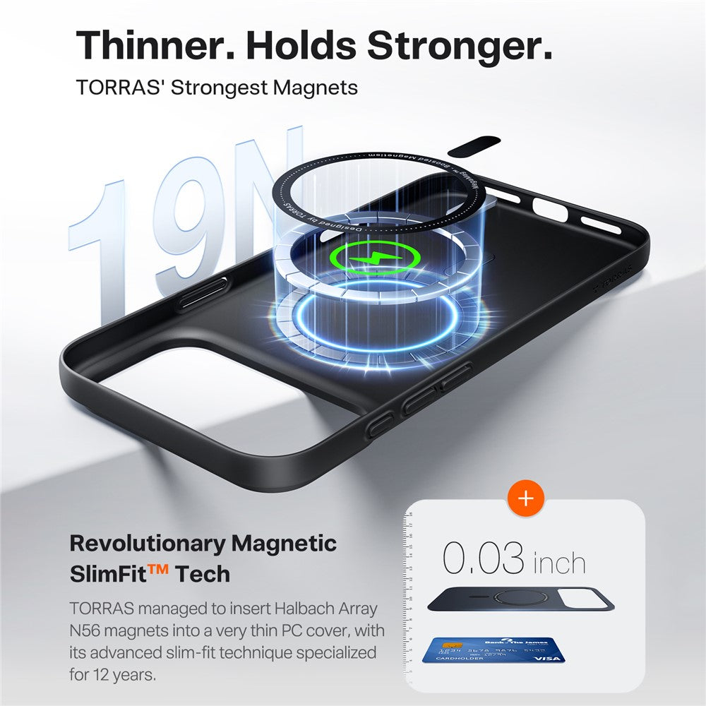 MagSafe-skal för Apple iPhone 17 Pro Max, Torras, SlimFit, Svart