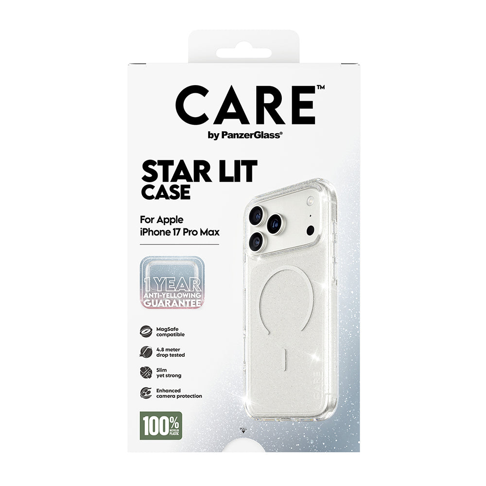 MagSafe-skal för Apple iPhone 17 Pro, PanzerGlass, Care Urban Explorer Star Lit, Transparent Vit
