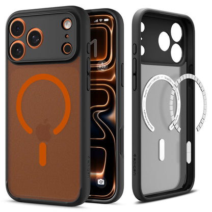 MagSafe Case for Apple iPhone 17 Pro, Spigen, Ultra Hybrid, Satin Black Orange ACS10483